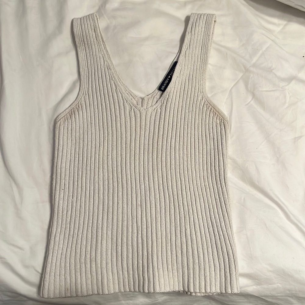 Brandy Melville ripped white tank top, worn but still in good condition!!